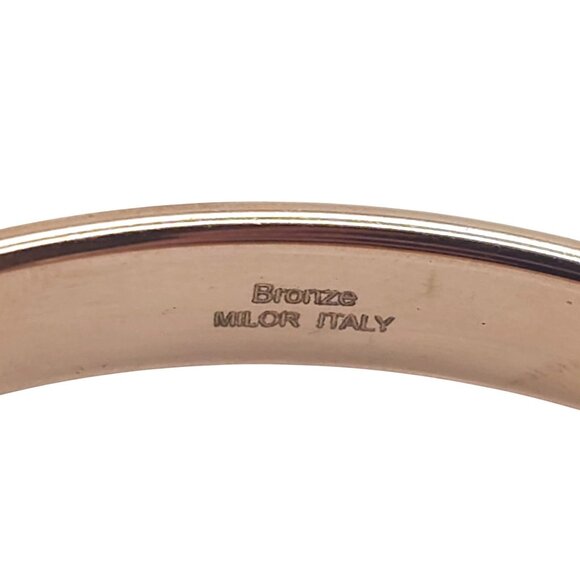 Vintage Milor Italy Bronze Turquoise Beaded Bangle Bracelet 2.5" Rose Gold Tone - Picture 6 of 6